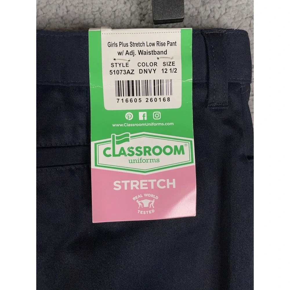 Classroom Girls‎ Plus Stretch Low Rise Size 12-1/2 Adjustable waist Navy.